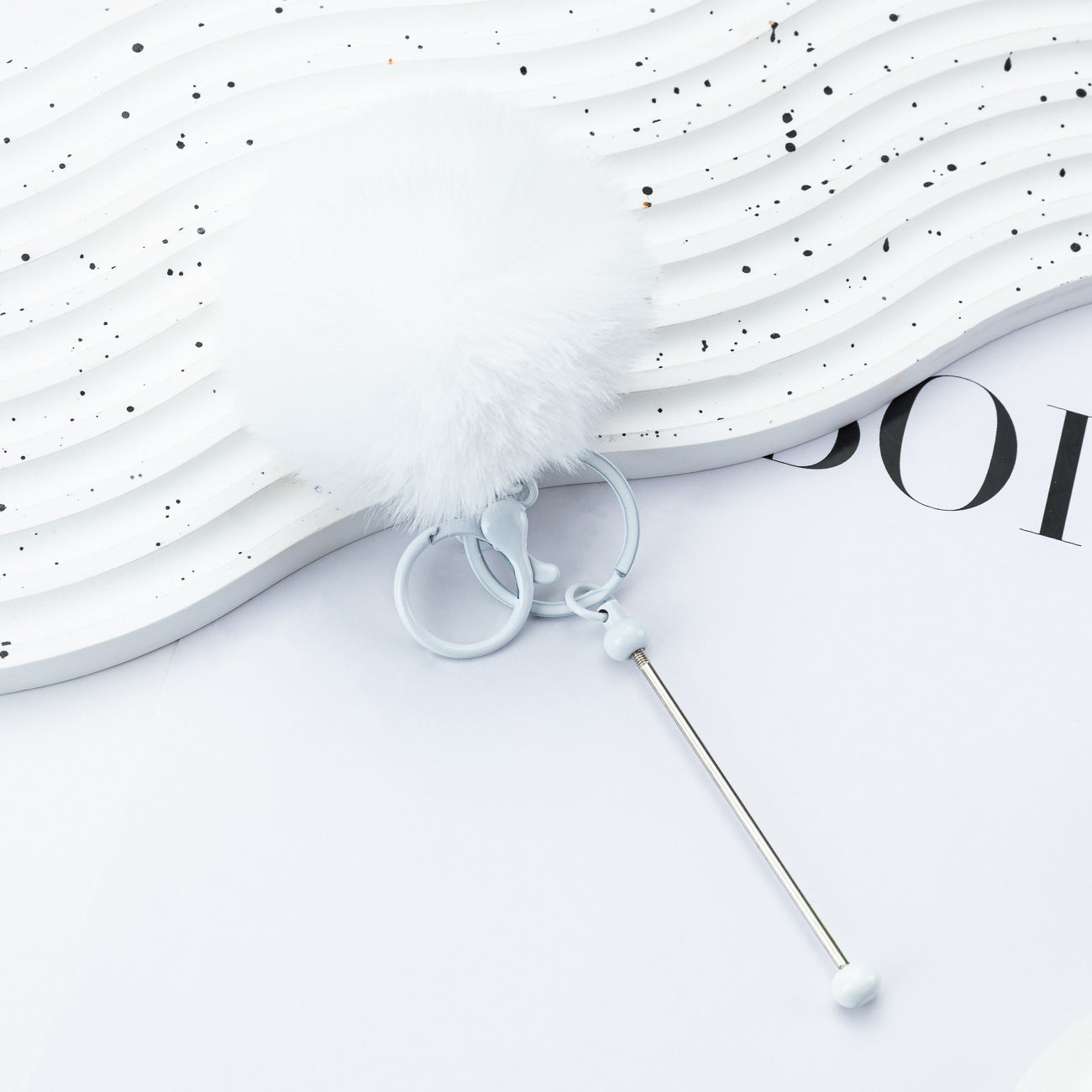 Wholesale DIY Beadable Plush Ball Keychain