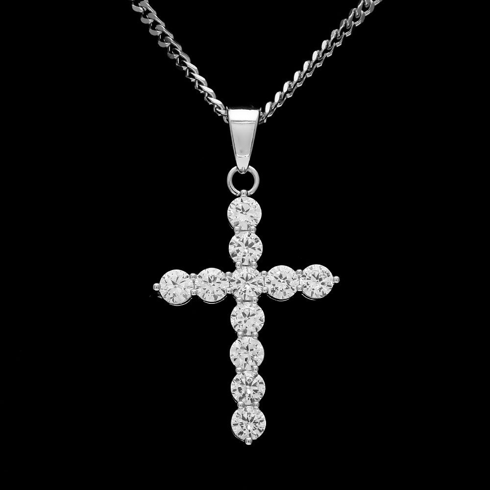 Wholesale  zircon cross pendant Cuban chain Necklaces