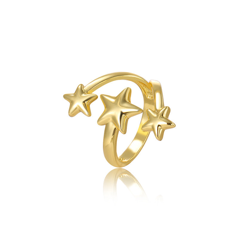 Wholesale Glossy geometric concave and convex heart star four-leaf clover adjustable ring