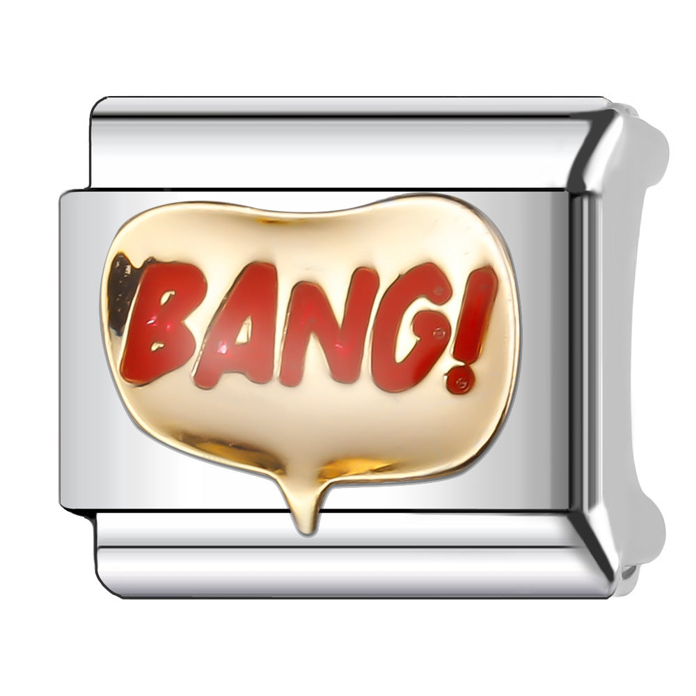 Wholesale Italian Charm Bracelet 9mm DIY Splicing English Retro Series Stainless Steel Composable Bracelet