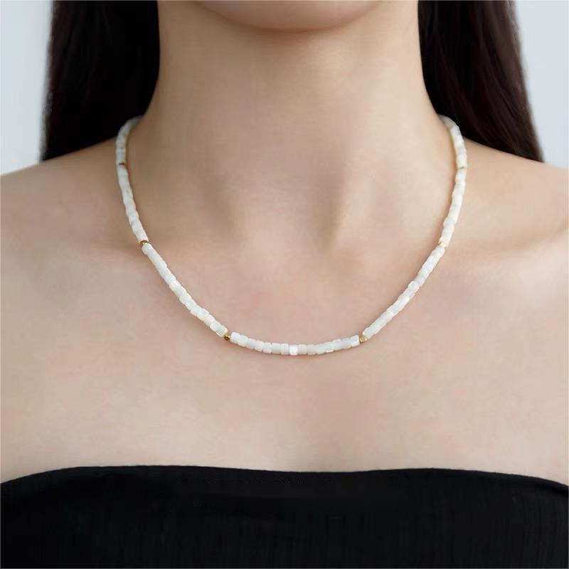 Wholesale natural white fritillary beaded necklace