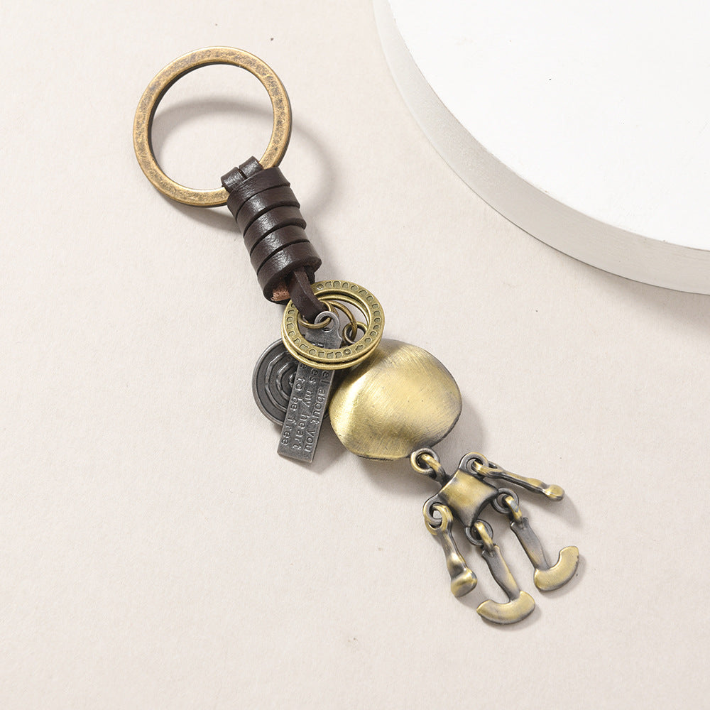 Wholesale  Halloween Skull Skeleton Pendant Cowhide Keychain