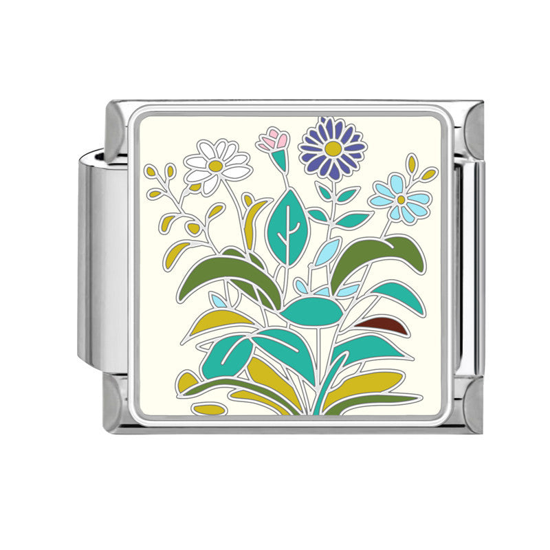 Wholesale Italian Charm Bracelet 9mm DIY Splicing Flowers Stainless Steel Composable Bracelet