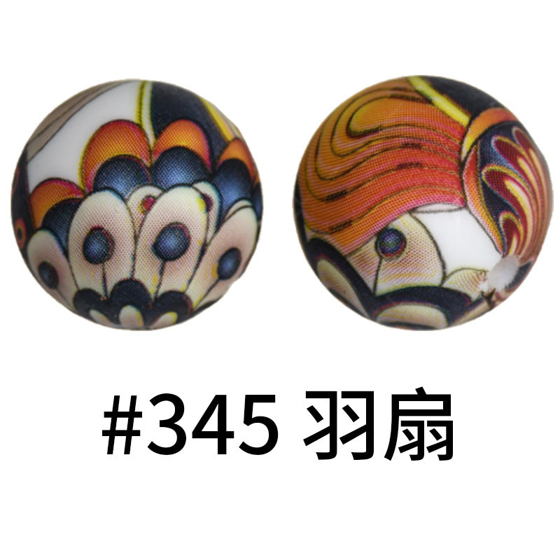 Wholesale 50pcs 15mm Western Style Leopard Skull Color Aztec Printed Silicone Balls Beads ACC-BDS-HeSheng004