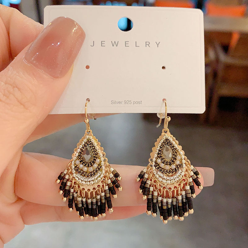 Wholesale Bohemian Handmade Crystal Earrings Gold-Plated Copper Party Wear