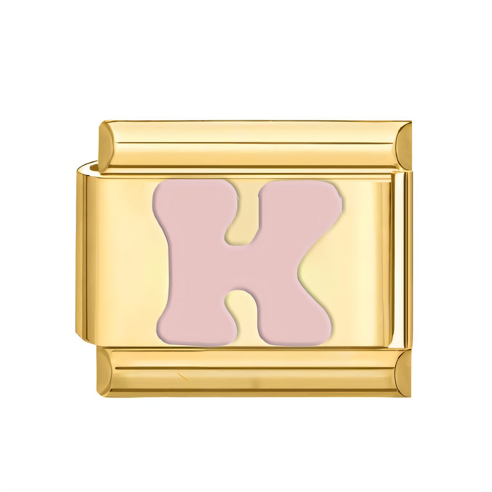 Wholesale ltalian Charms DlY Composable Bracelet Letter Module Stainless Steel DlY Bracelet