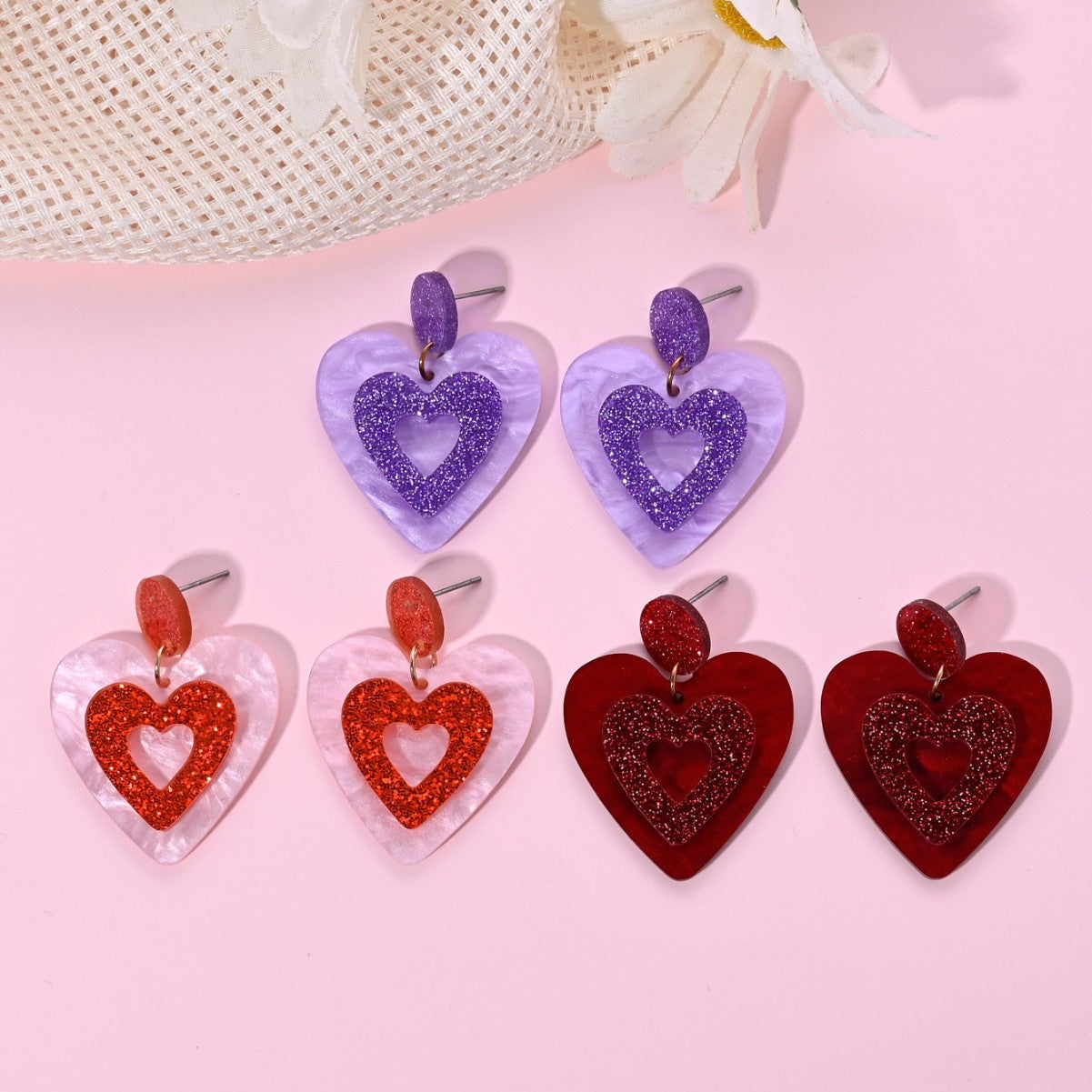 Wholesale Acrylic Heart Earrings