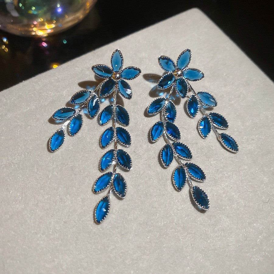 Wholesale Minimalist Luxury Floral Wheat Earrings with Zircon Tassels
