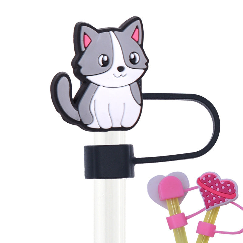 Wholesale Random 100pcs Animal Pet Cat Straw Cover 10MM Straw Tube Cap