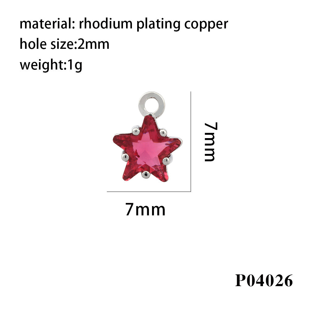 Wholesale 18K gold-plated micro-paved colorful five-pointed star zircon pendant