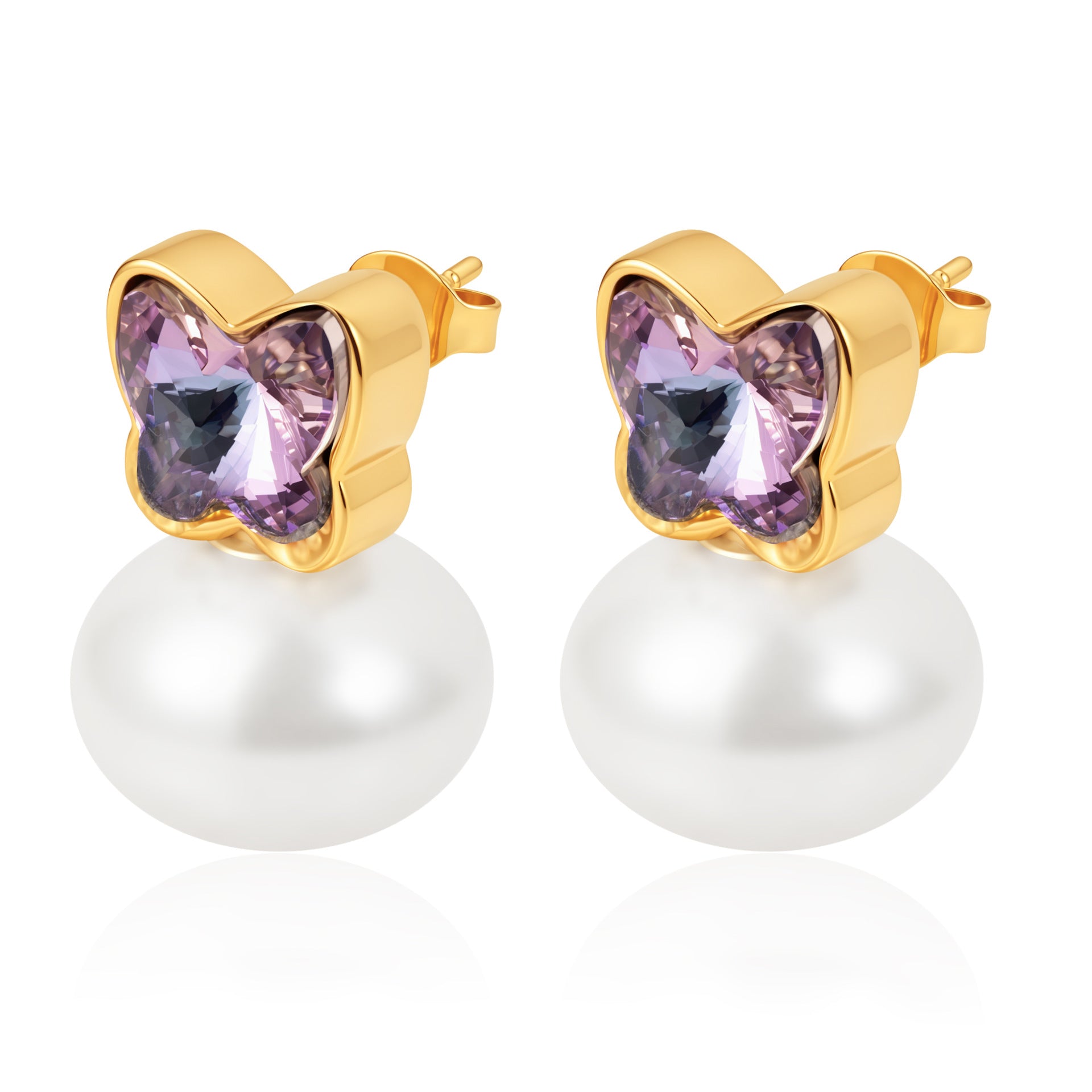 Wholesale Stainless Steel Butterfly Pearl Earrings Fashion Accessory for Women Boutique Resale