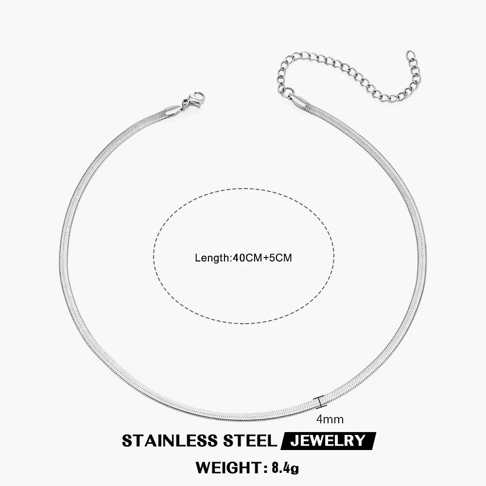 Wholesale stainless steel snake bone chain 18K gold plated necklace