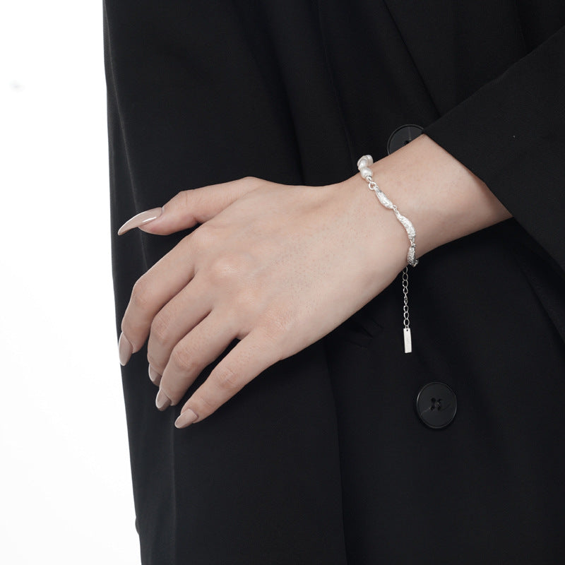 Wholesale Irregular Silver S925 Sterling Silver Special-shaped Pearl Bracelet ACC-BT-YWE006