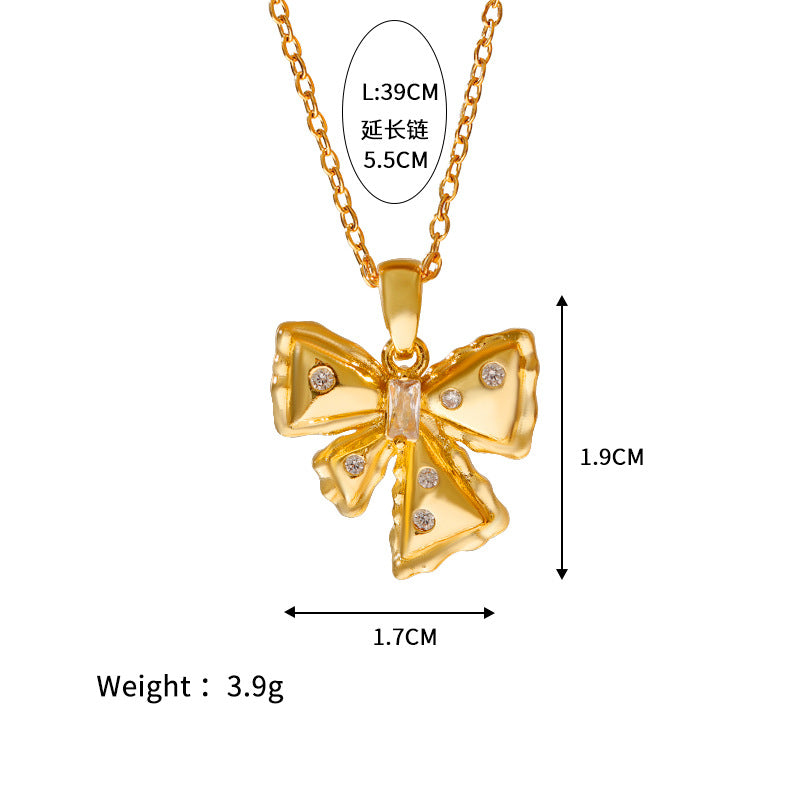 Wholesale  Stainless Steel  Devil's Eye Accessories Small Mushroom Bow Micro-inlaid Color Necklaces