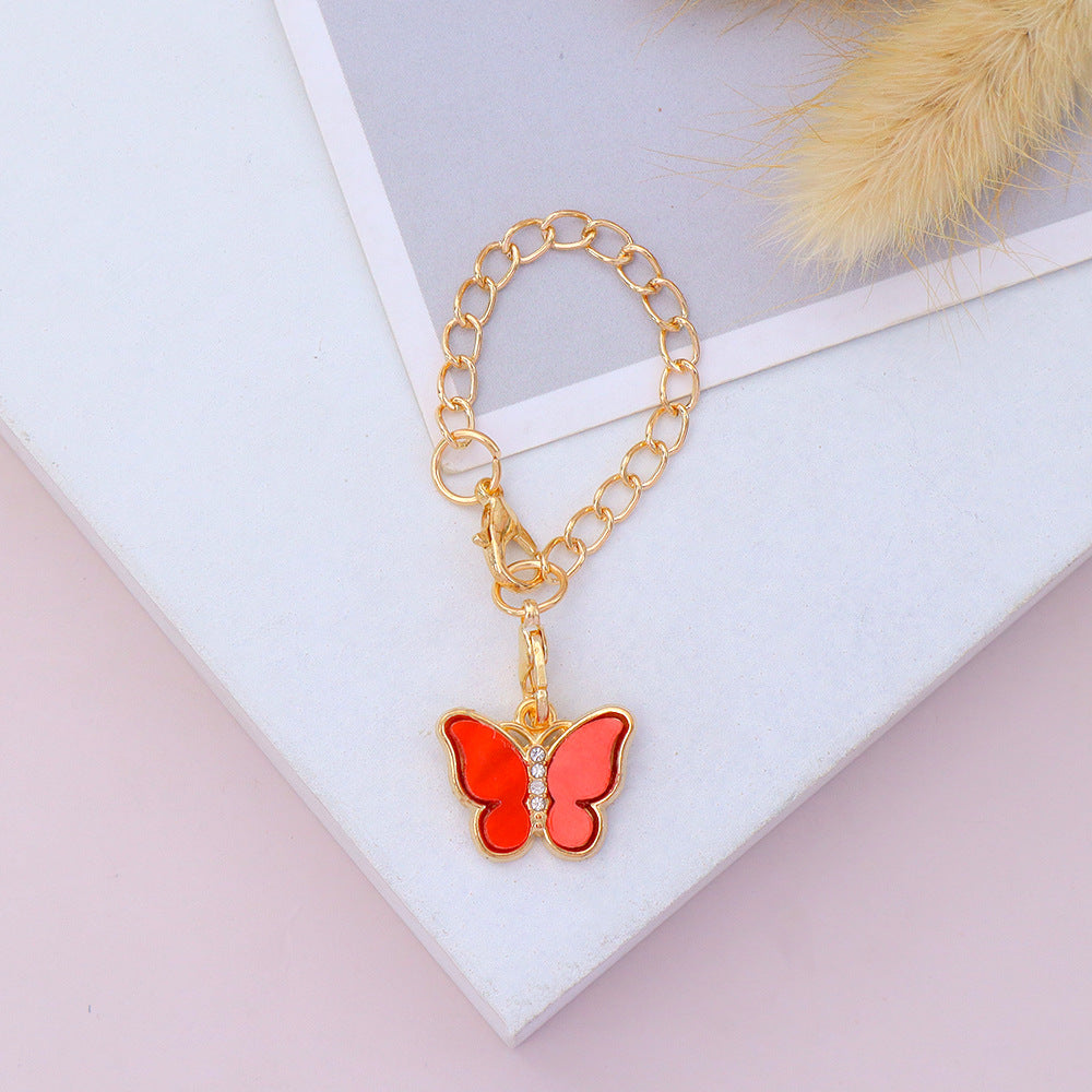 Wholesale Cute Butterfly Keychain Metal Electroplated Bag Charm for Gifts