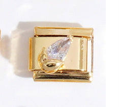 Wholesale Italian Charm Bracelet 9mm DIY Splicing Diamond Four-Leaf Clover Stainless Steel Composable Bracelet