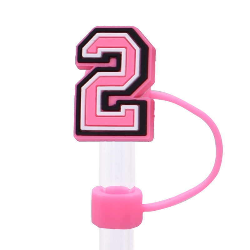Wholesale Random 100pcs Pink letter cartoon Straw Cover Straw Tube Cap