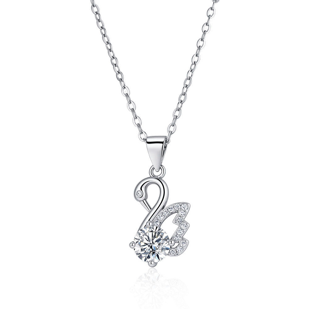 Wholesale Stylish Women S Simulated Moissanite Pendant Necklace With Zirconia Silver Tone Collarbone Chain Jewelry Accessory For Everyday Wear
