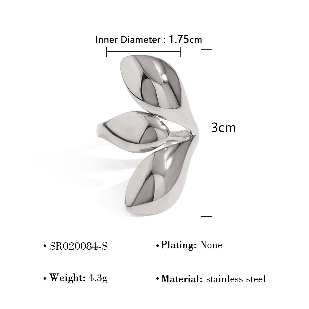 Wholesale 18K gold  mirror titanium steel opening ring design geometric arc ring suit