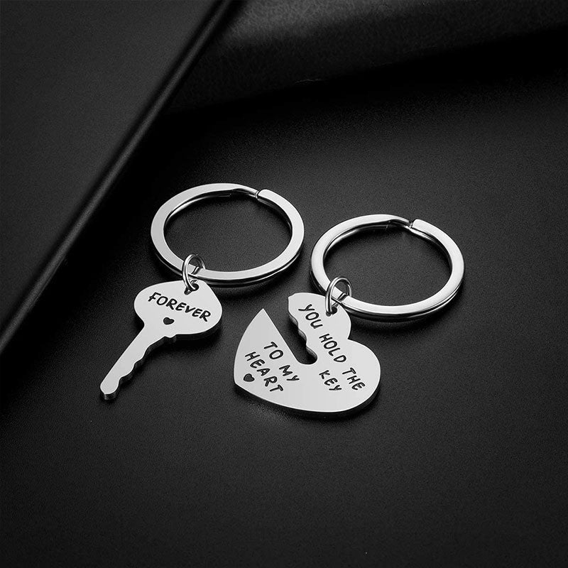 Wholesale creative stainless steel lettering  heart-shaped lock keychain