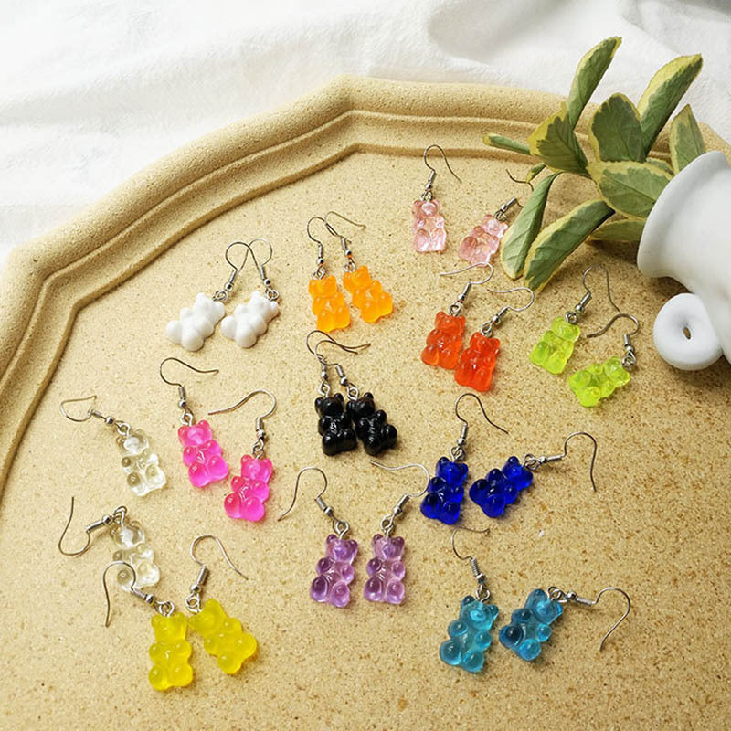 Wholesale Jelly Color Resin Bear Earrings Cute Earrings ACC-ES-YuChan003