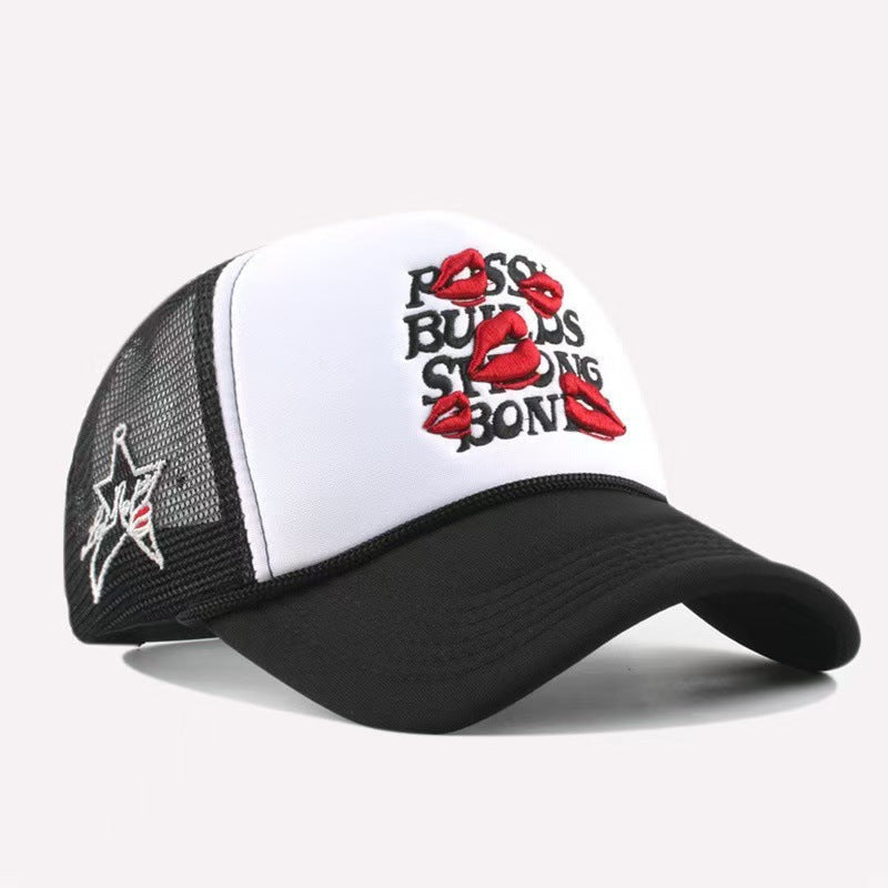 Wholesale Red lip wide-brimmed multi-colored letter baseball cap