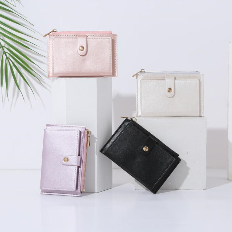 Wholesale Women S Multifunctional Card Holder And Coin Purse Solid Color PU Leather Sweet Chic Style For Everyday Use