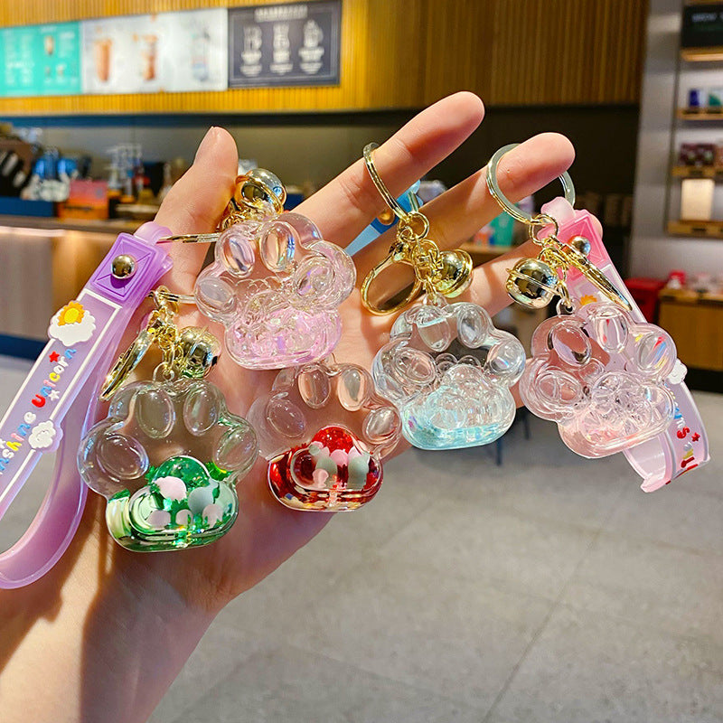 Wholesale oil cat claw quicksand pendant creative car keychain