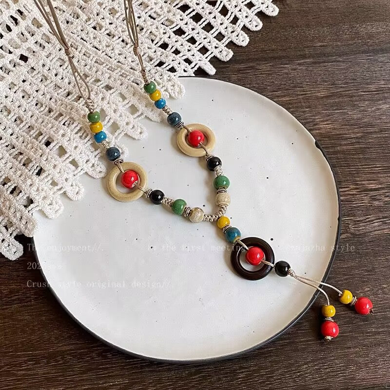 Wholesale Bohemian Ceramic Colorful Beaded Starfish Necklace