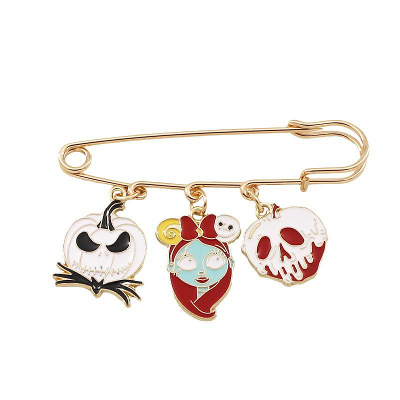 Wholesale Halloween Horror Funny Alternative Skull Alloy Oil Drip Badge Pin Brooch ACC-BCH-liyao002