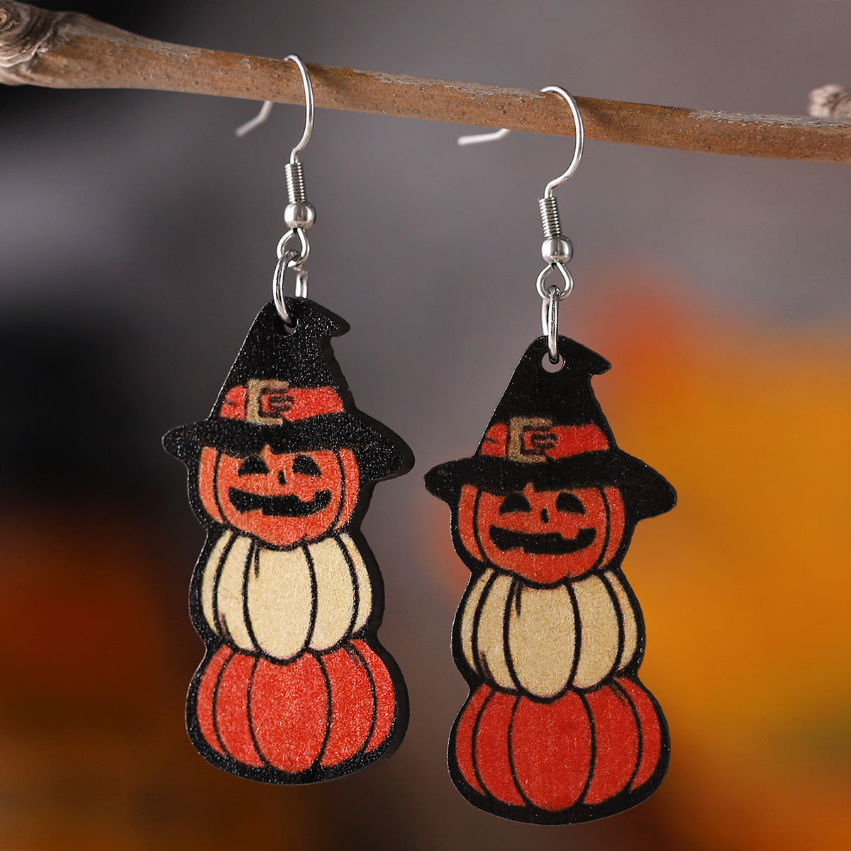 Wholesale Halloween bat grimace pumpkin pendant wood earrings