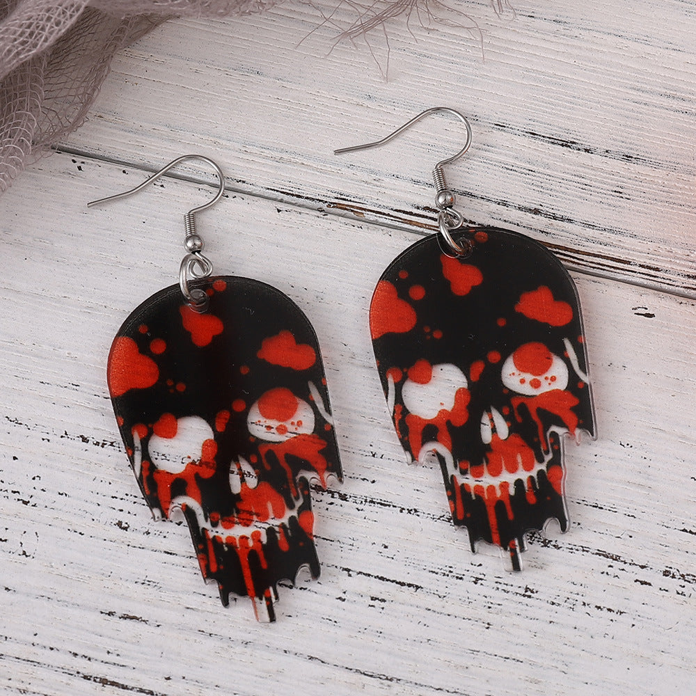 Wholesale Halloween horror blood skull acrylic earrings
