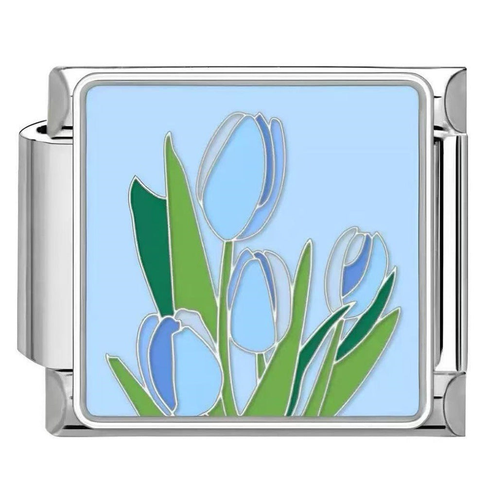 Wholesale DIY modular bracelet with floral pattern,  original design,  Italian Charms Bracelet