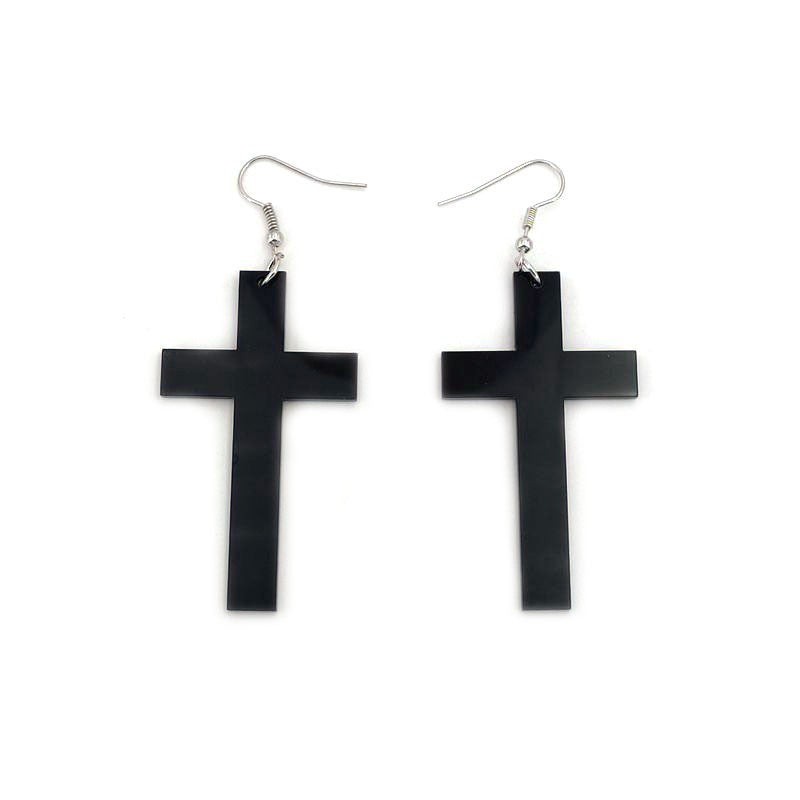 Wholesale Acrylic Black Cross Earrings