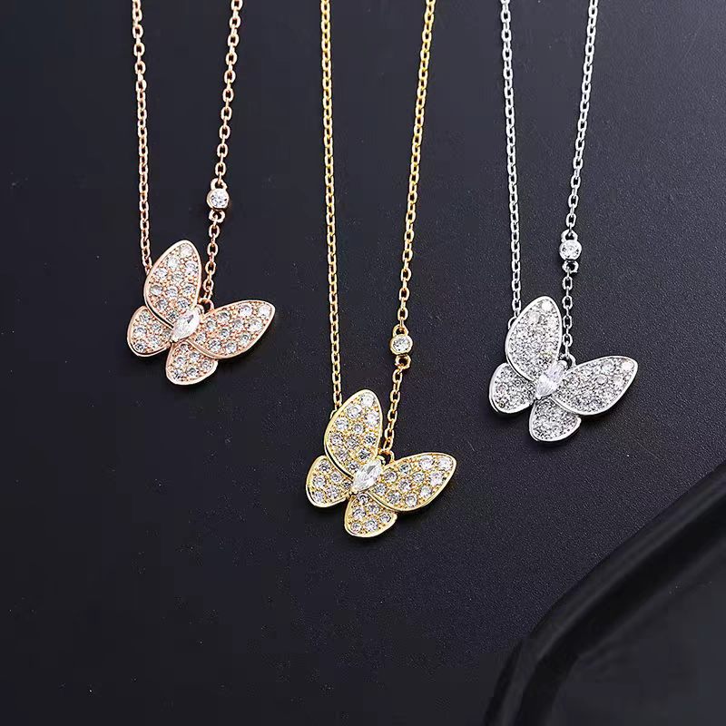 Wholesale Fashion Butterfly Necklace Copper Chain Natural Design Light Luxury Jewelry Accessory for Resale