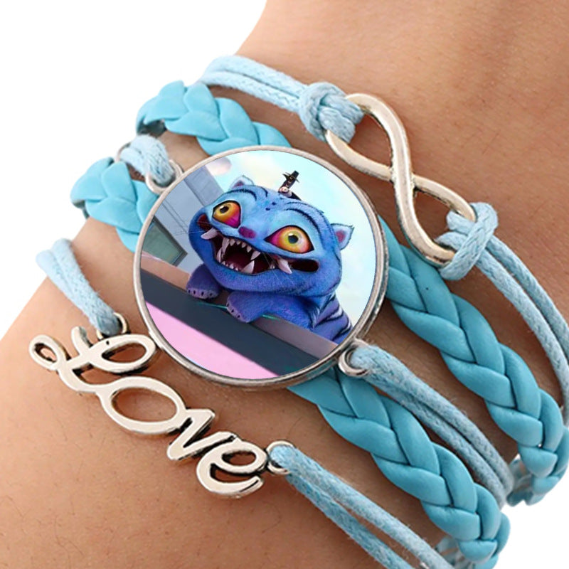 Wholesale kpop anime leather multi-layer blue braided hand jewelry