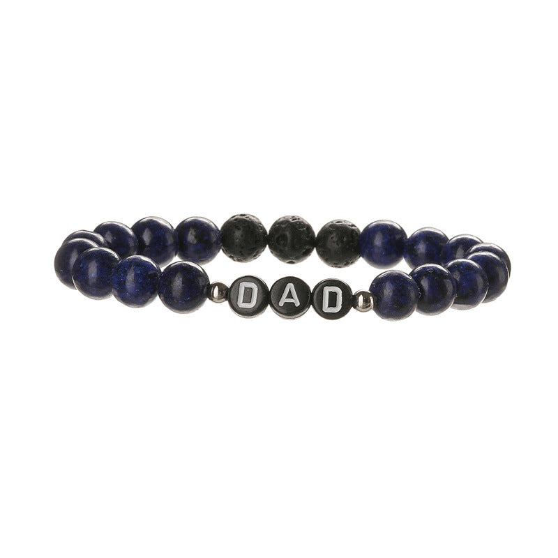 Wholesale European Style 8Mm Natural Stone DAD Letter Beaded Bracelet Father S Day Gift Elastic Cord Jewelry Accessory