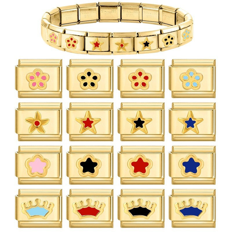 Wholesale Italian Charm Bracelet 9mm DIY Splicing Creative Pattern Stainless Steel Composable Bracelet