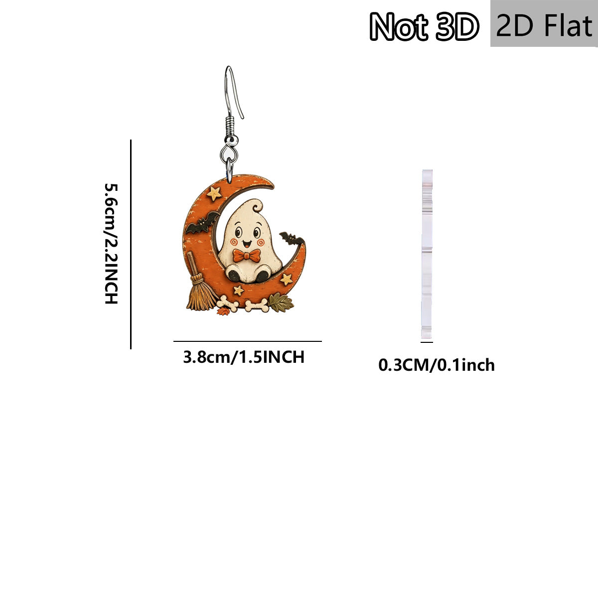 Wholesale Wooden  Earrings Cute Moon Ghost Bat Bone Design Party Fashion Accessory