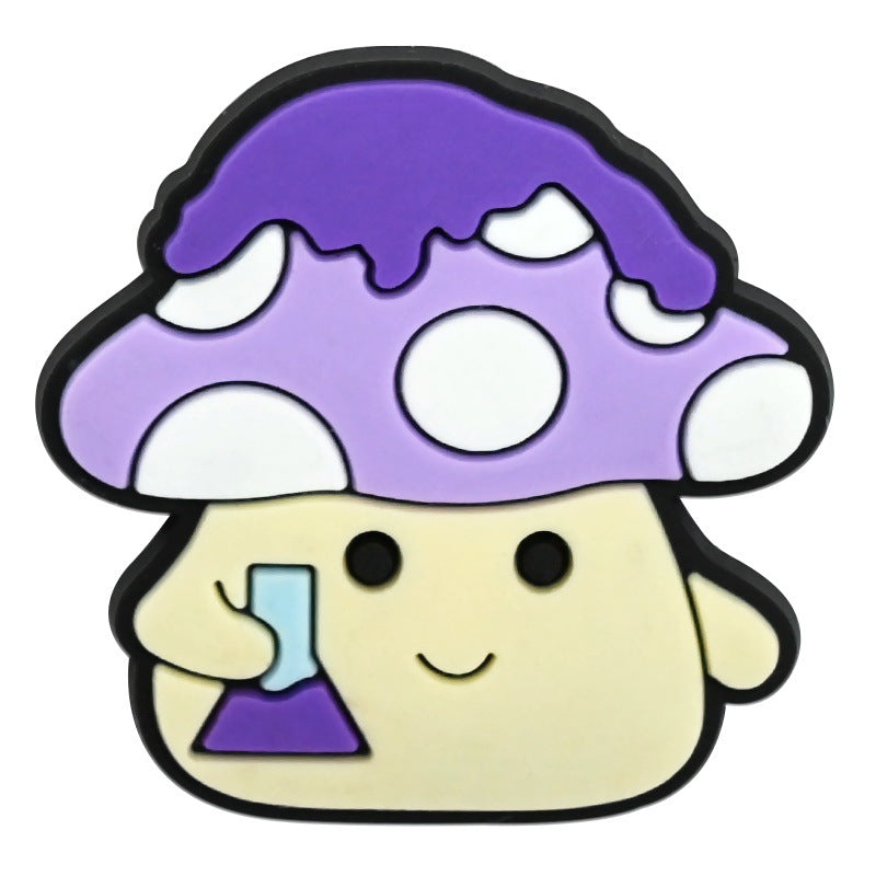 Wholesale   Random 100pcs Creative Cute cartoon mushroom series  PVC Soft Rubber Shoe Buckle Decoration