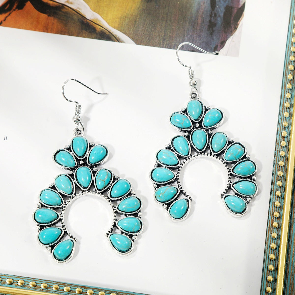 Wholesale Bohemian Vintage Ethnic Turquoise Earrings Set ACC-ES-ManYi013