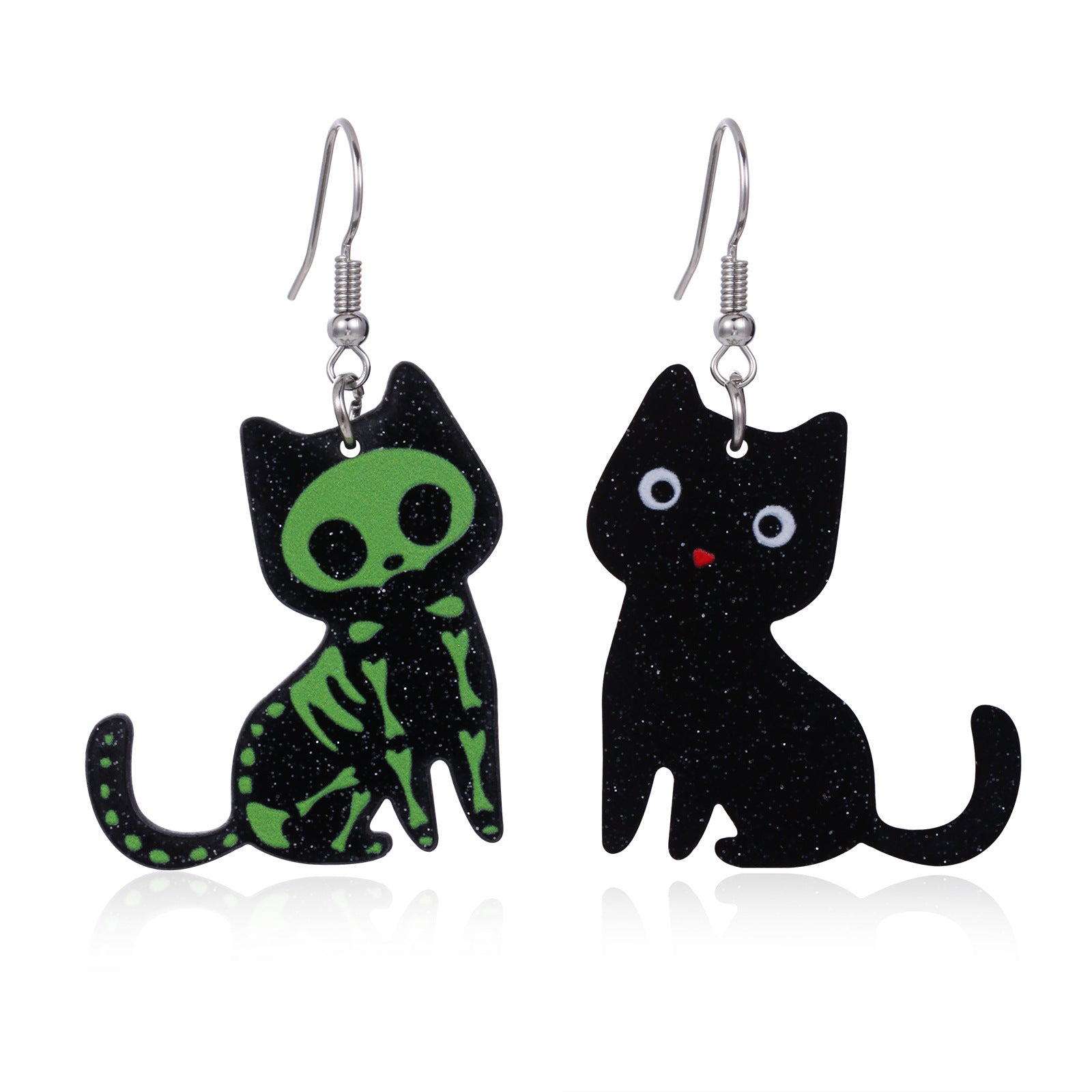 Wholesale  Diamond-Encrusted Zinc Alloy Cat Pumpkin  Web Skull Earrings