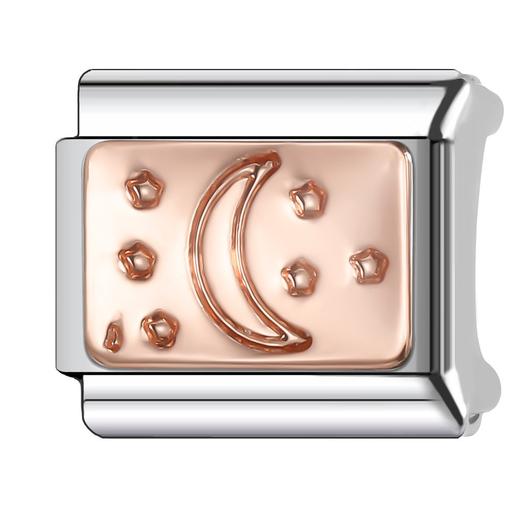 Wholesale Italian Charm Bracelet 9mm DIY Splicing Sun and Star Series Stainless Steel Composable Bracelet