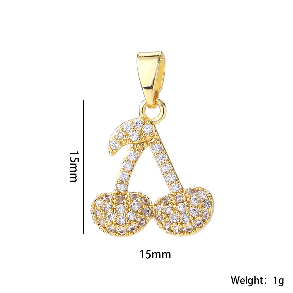 Wholesale 14K Gold Plated Brass Cherry Pendant Necklace Micro Set Zircon Fruit Choker Stylish Fashion Accessory For Women Gift