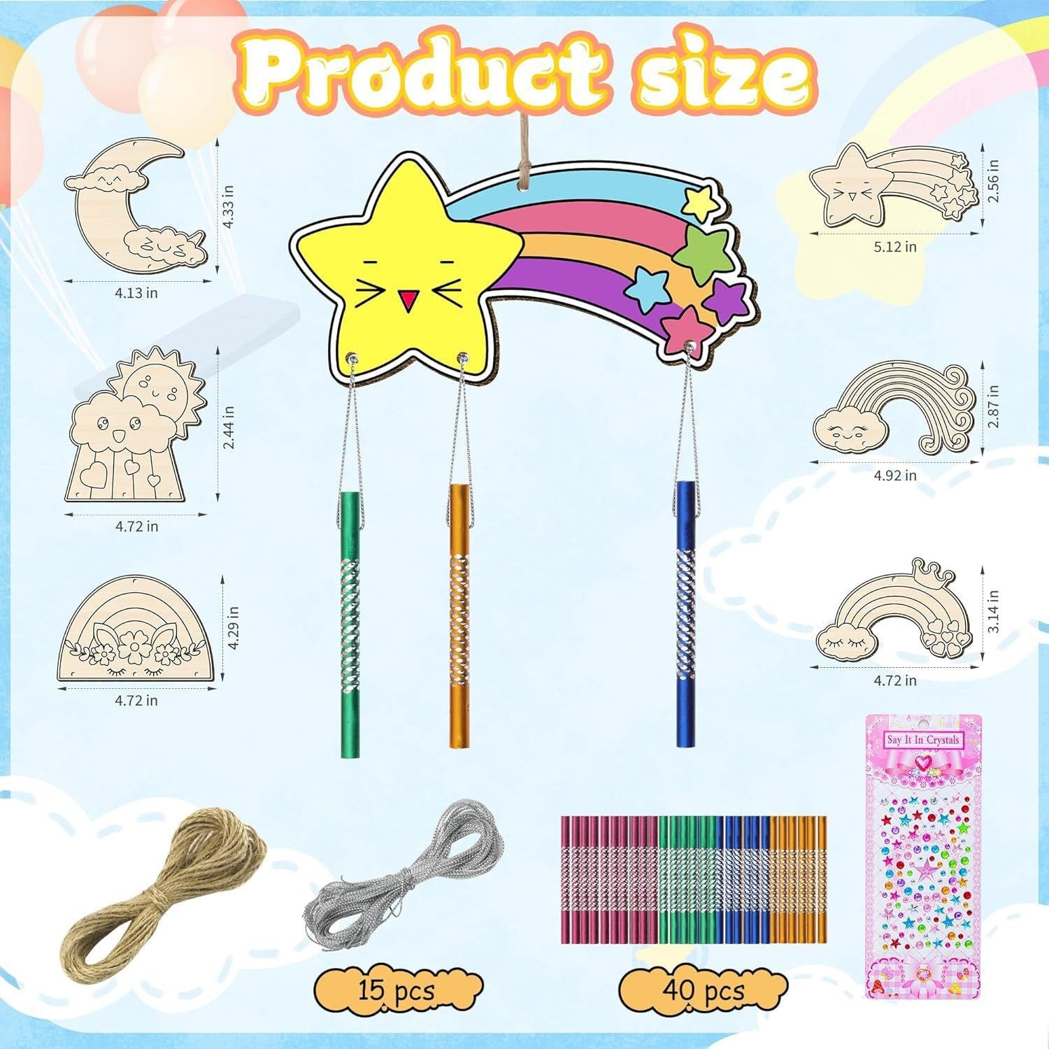 Wholesale wooden chick wind chime suit DIY wooden Easter suit