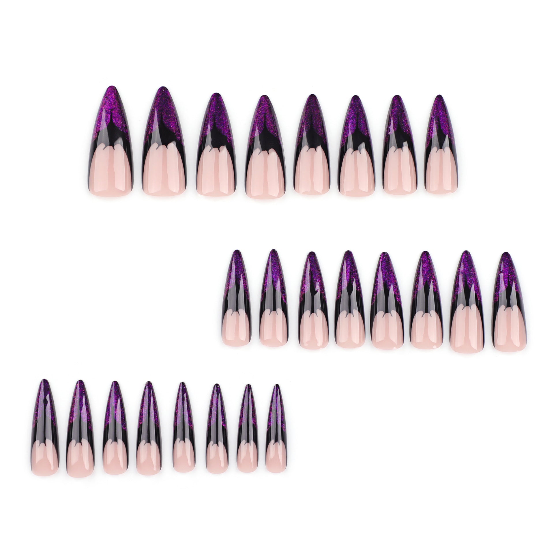 Wholesale 24 Pieces/box Halloween Purple Bat Wearable Press-on Nails Kits ACC-NS-LeFan012