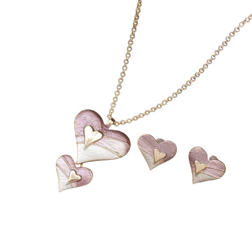 Wholesale  Enamel Love Earrings Necklace suit