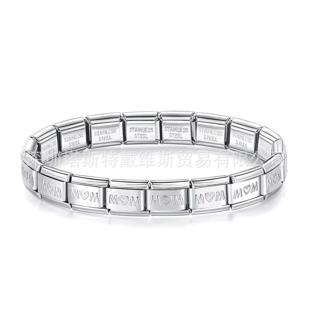 Wholesale  Italian Charm Bracelet 9mm DIY  single-section  Creative Stainless Steel Composable Bracelet