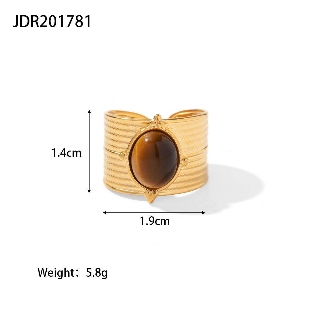 Wholesale Retro Titanium Steel Open Gemstone Ring