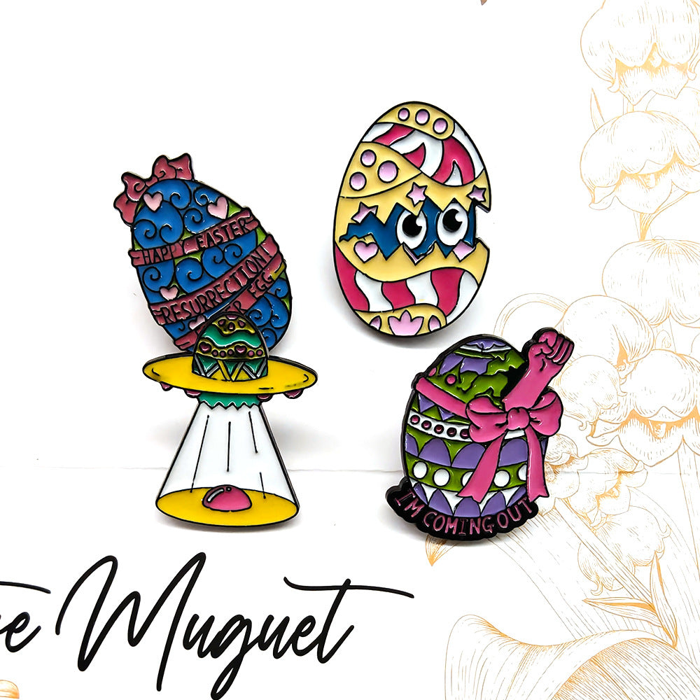 Wholesale 10pcs Cartoon Eggshell Dinosaur Baby Easter Egg Badge Brooch
